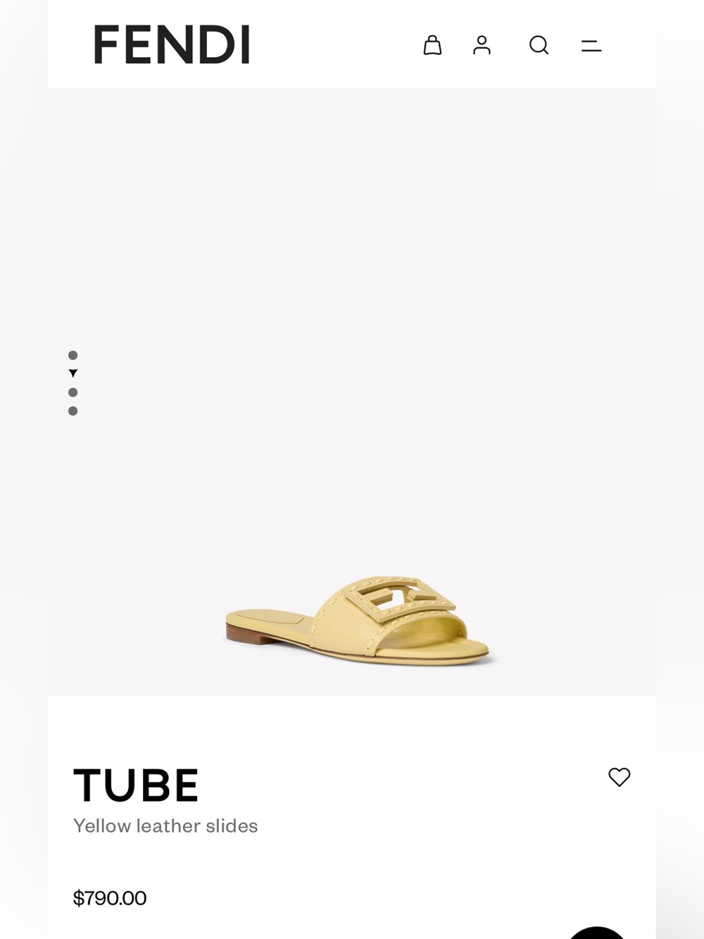 Fendi Yellow Leather Cutout Slide Sandal